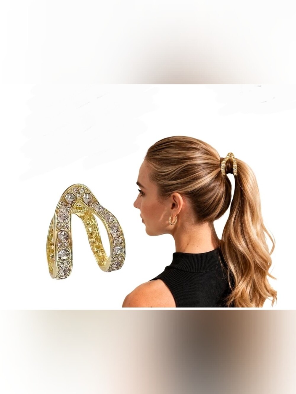 Gold Crystal Hair Claw Clip - Stylish Women’s Accessory BNIB